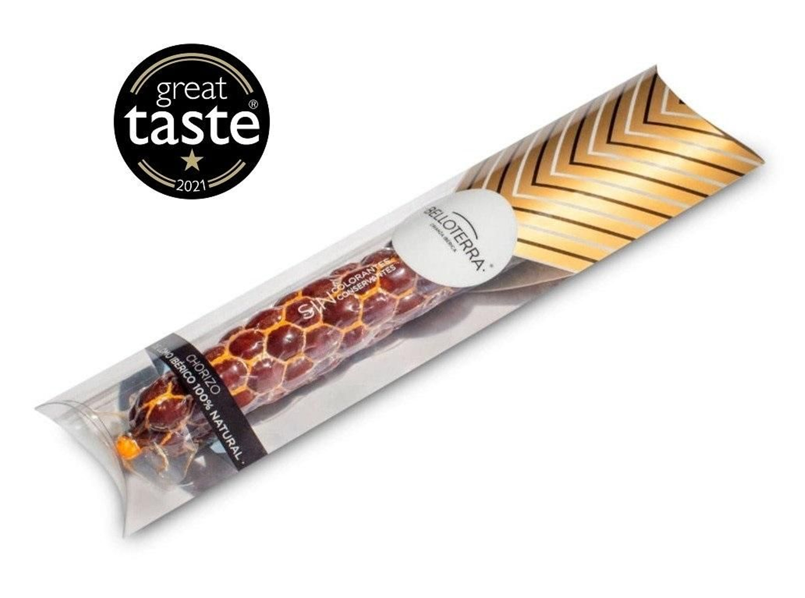 Imagen del chorizo de lomo ibérico de Belloterra premiado. Imagen del chorizo de lomo ibérico de Belloterra premiado.
