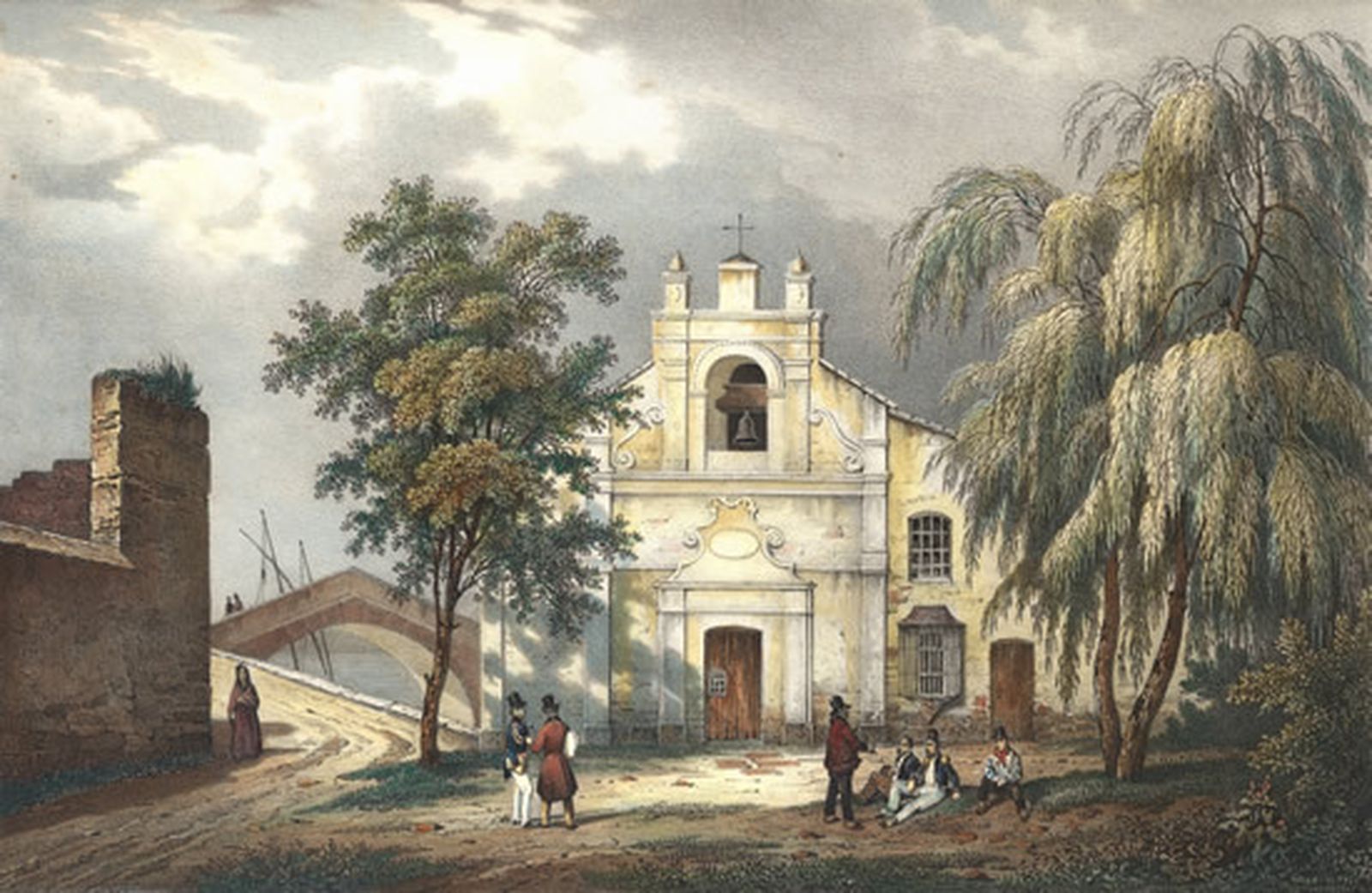 Litografía 'Une église à Algésiras' de Louis-Auguste de Sainson.