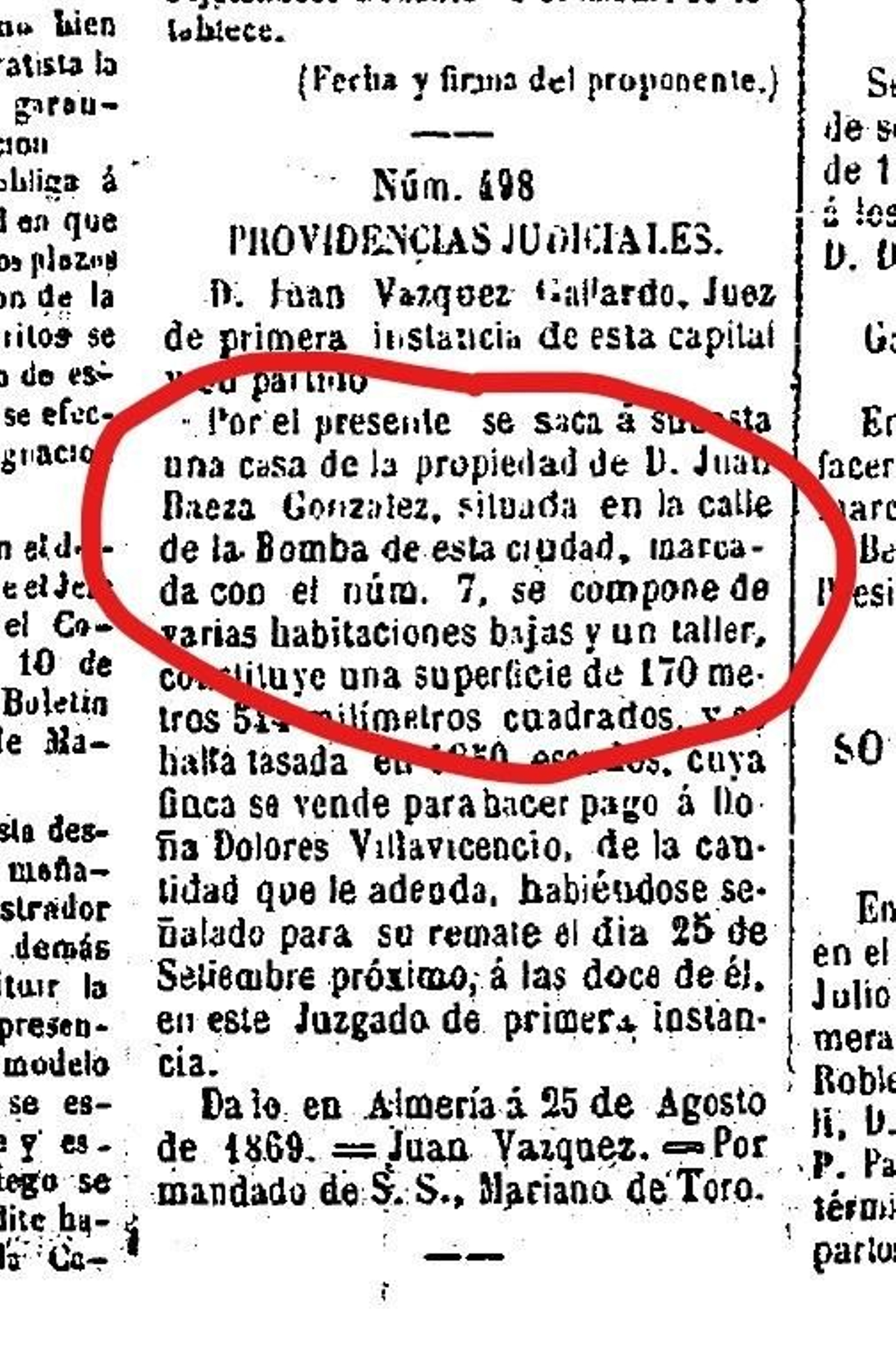 Documento de 1869 que confirma que la calle ya se llamaba así antes de 1873