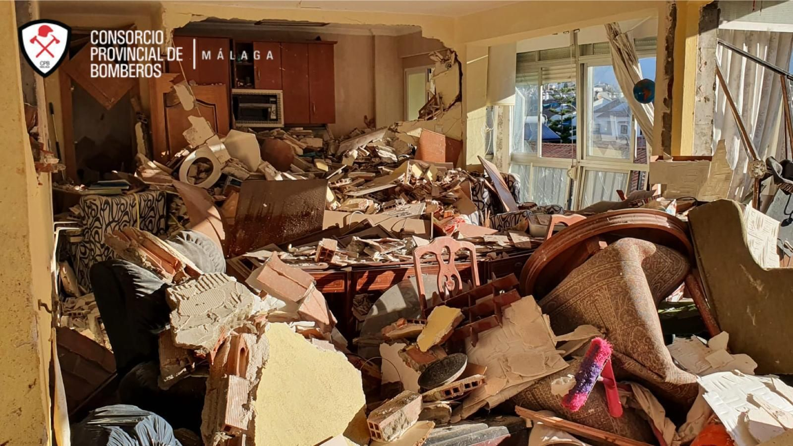 Una de las imágenes de las viviendas afectadas por la explosión