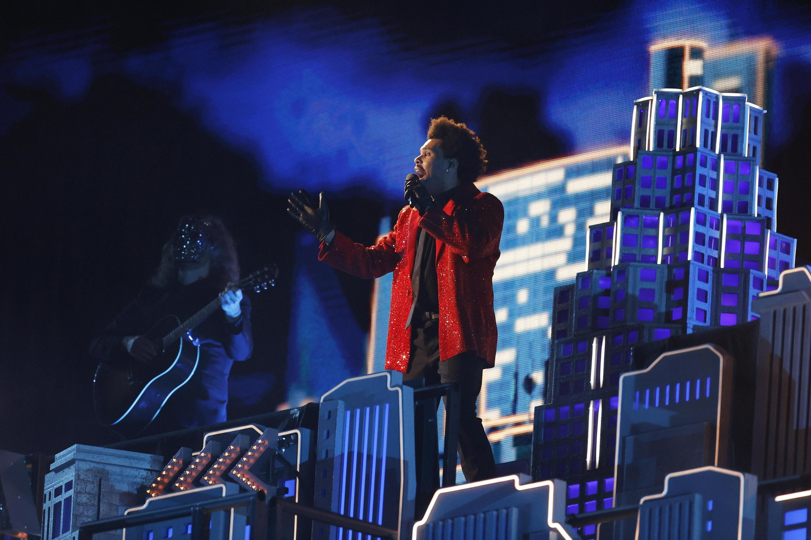 'The Weeknd', en un momento de su actuación.