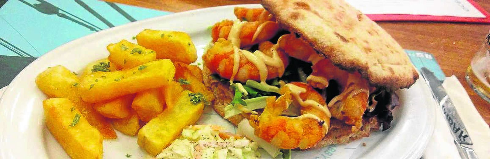 Mollete de gambones en Crabbys.