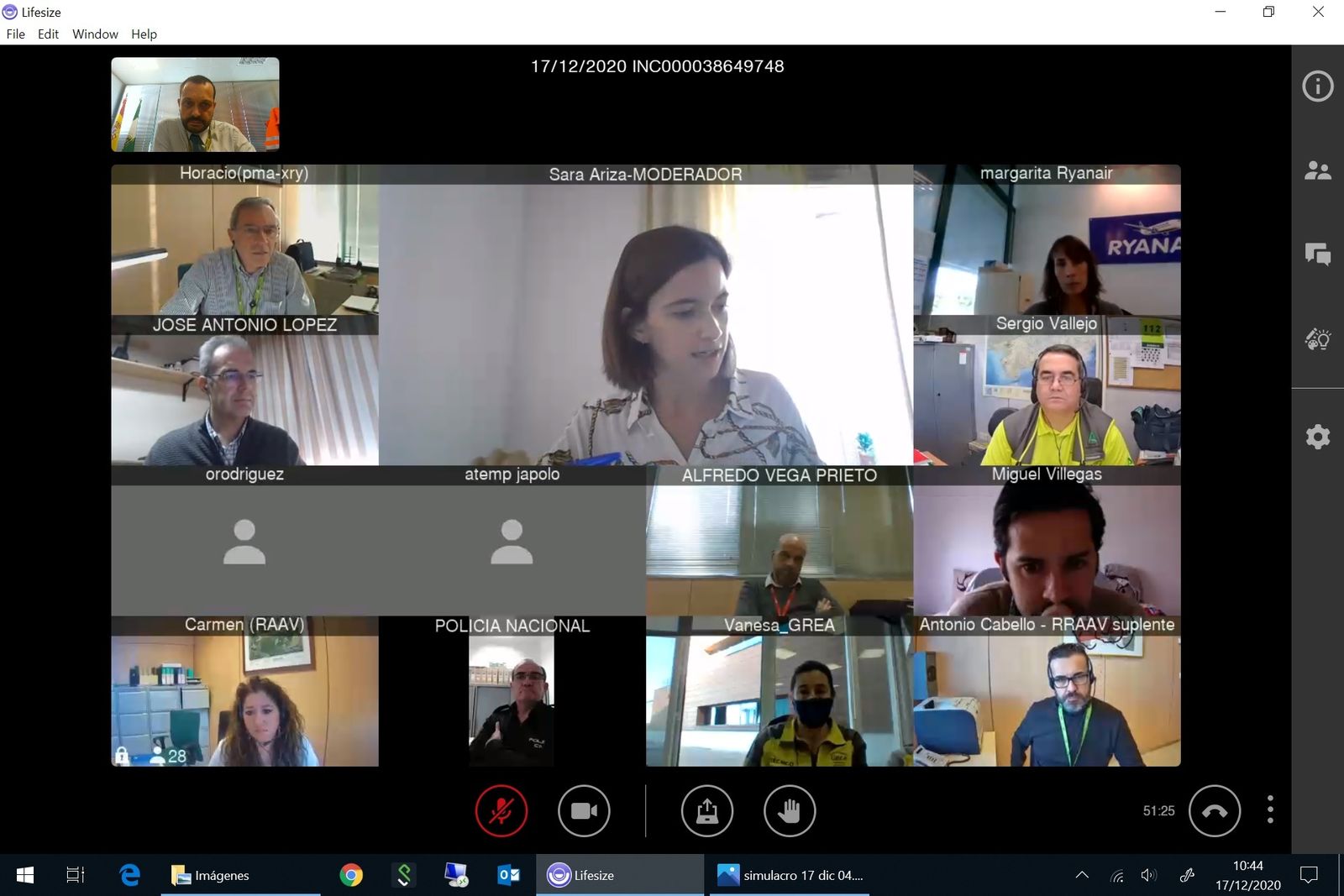Una vista de la pantalla en la que se coordinaron los diferentes servicios de emergencias.