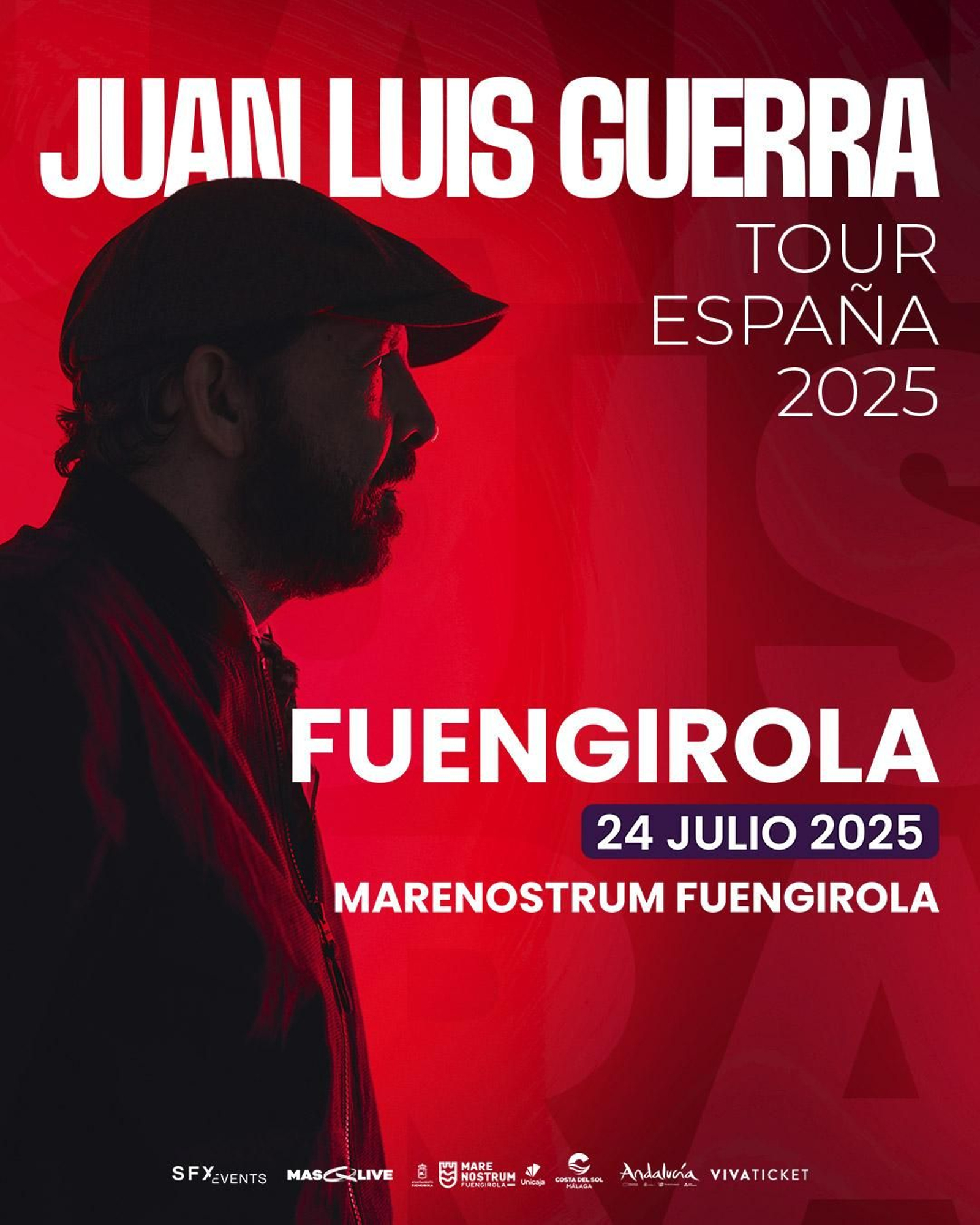 El cartel del concierto de Juan Luis Guerra en el Marenostrum Fuengirola.