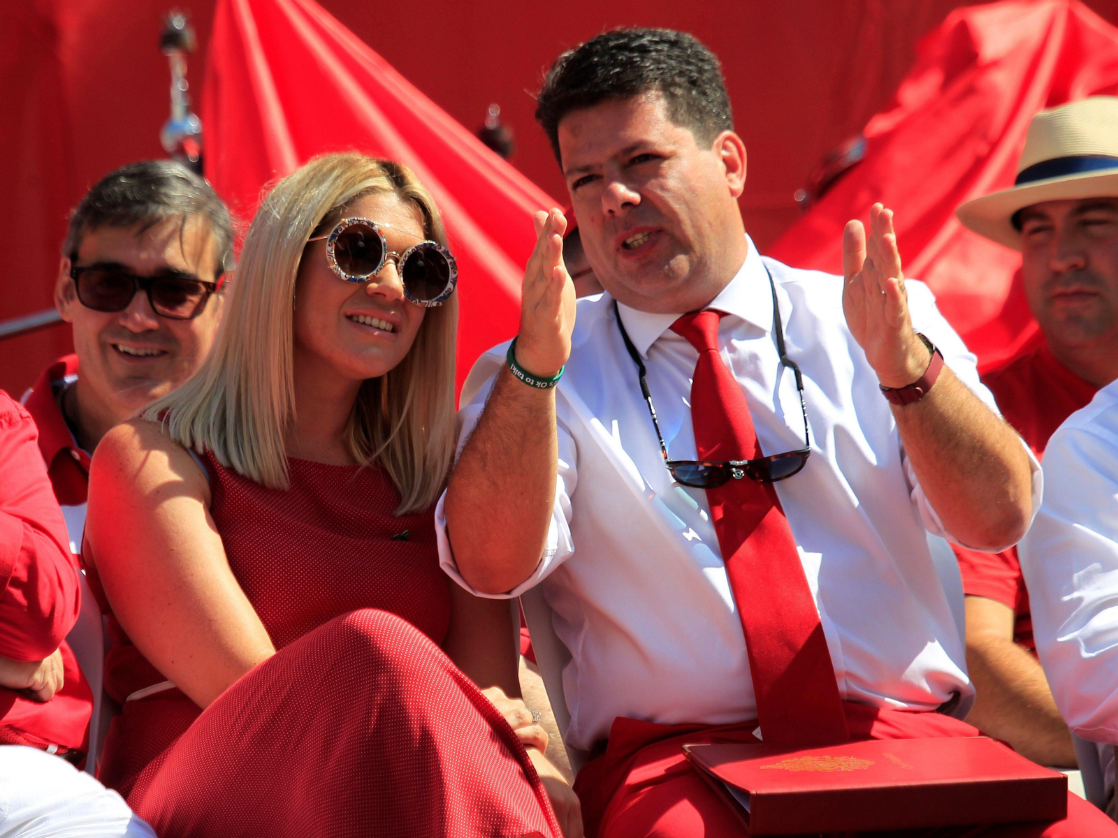 Justine Picardo y Fabian Picardo, durante el National Day, en 2018