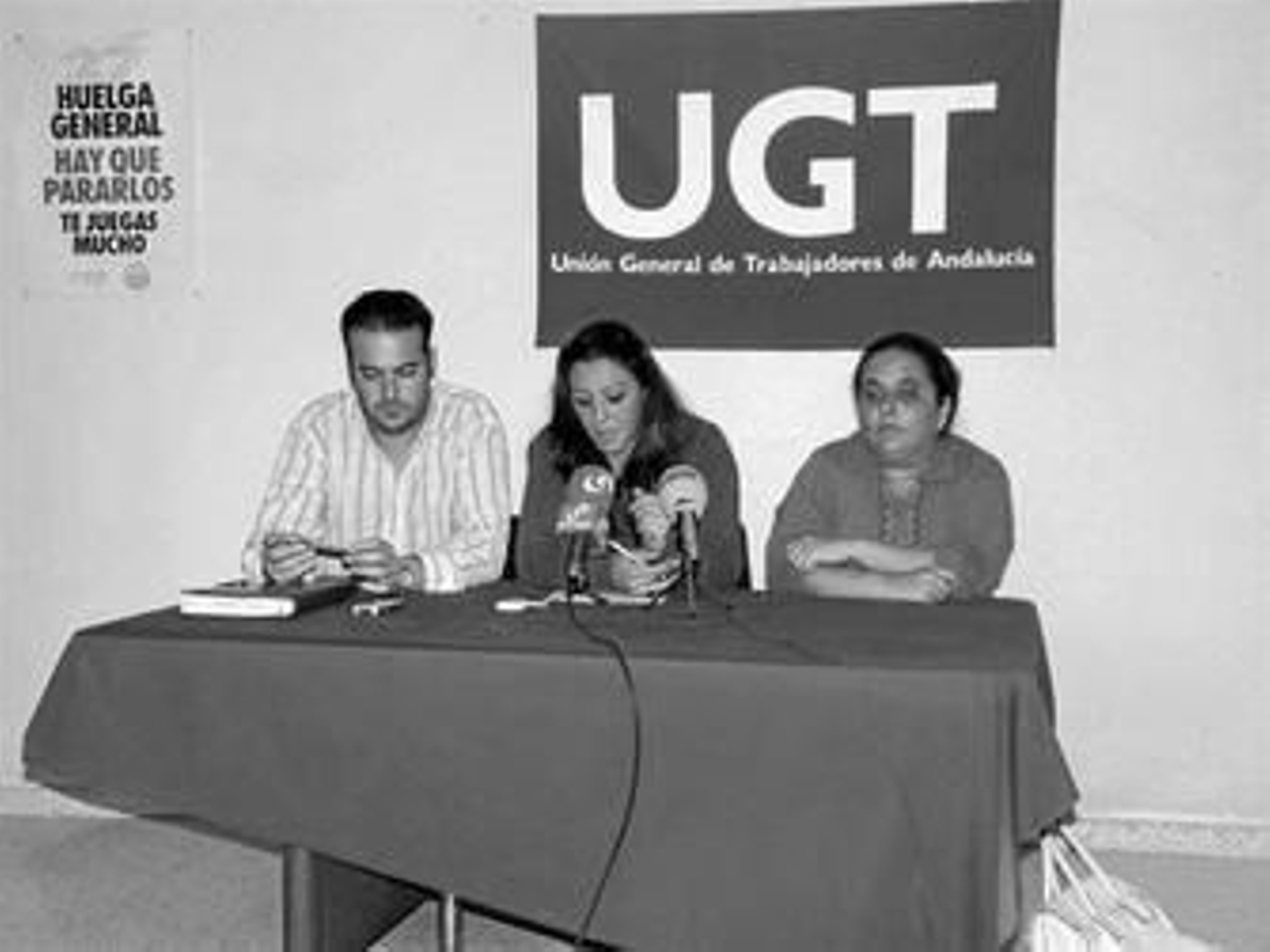 Rueda de prensa que la ugetista María Trujillo ofreció ayer en Palma del Río.