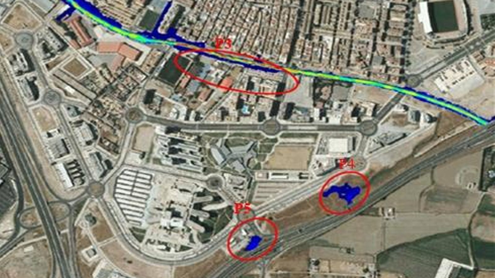Puntos de inundación en el PTS.
