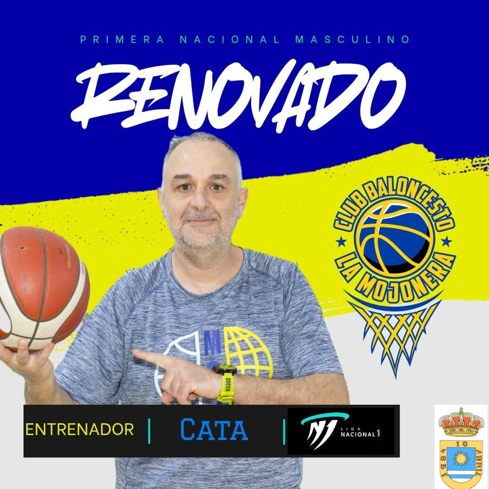 Cartel con el que el conjunto almeriense anunciaba la continuidad de Cata como su entrenador para la próxima temporada.