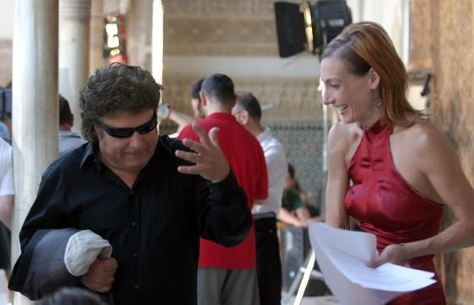 Con Ute Lemper durante el rodaje de 'Morente sueña la Alhambra', en 2004. / María de la Cruz