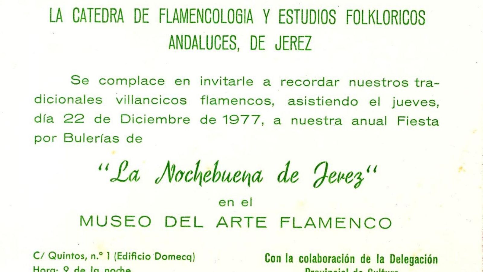 Acto de la Cátedra en 1977 sobre la Nochebuena de Jerez