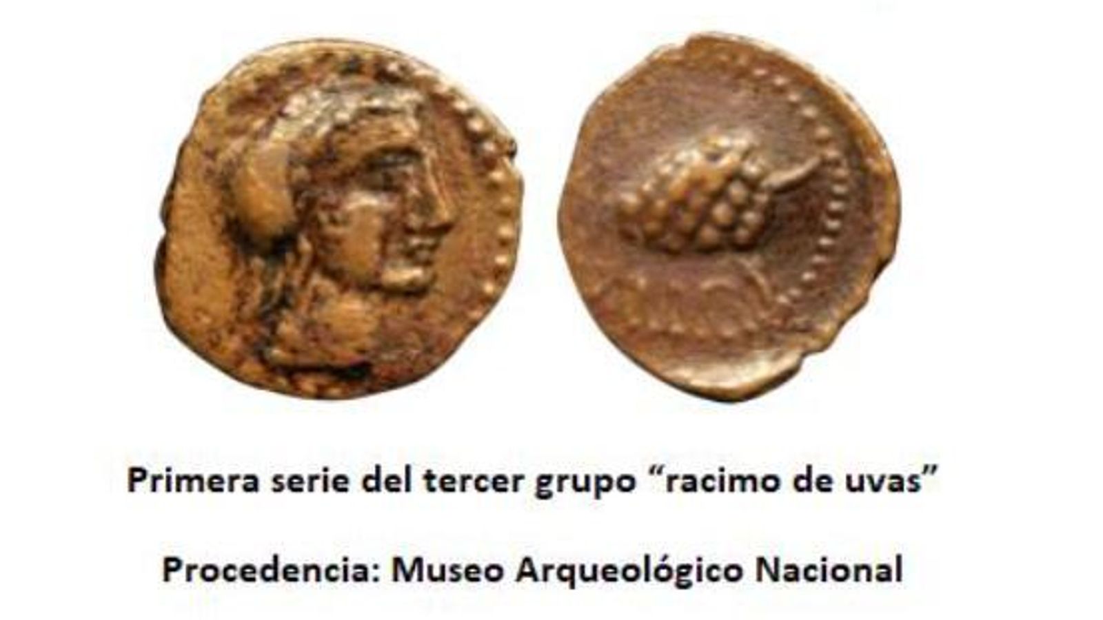 Primera serie del tercer grupo “racimo de uvas”. Procedencia: Museo Arqueológico Nacional. Primera serie del tercer grupo “racimo de uvas”. Procedencia: Museo Arqueológico Nacional.