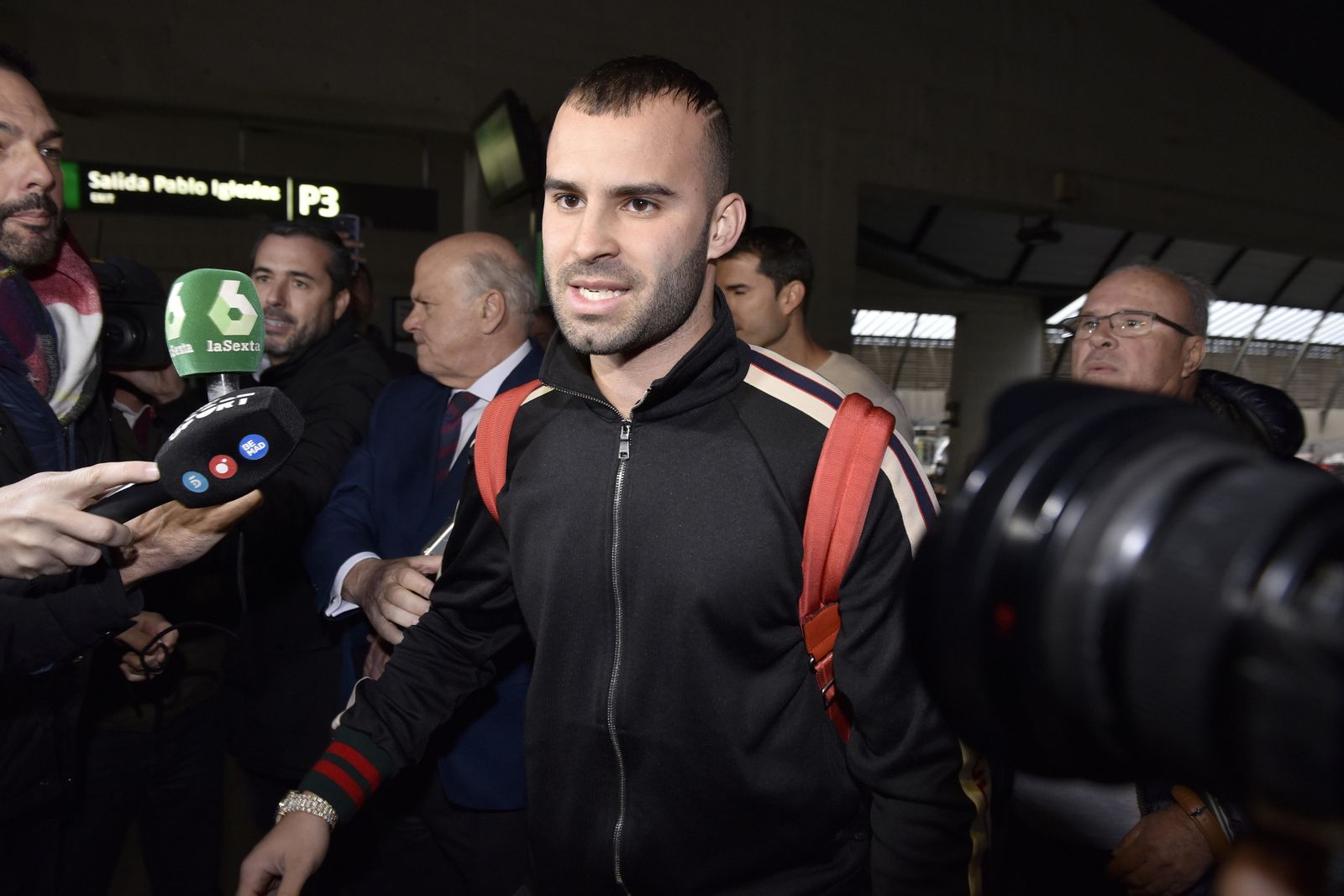 Jesé, a su llegada a la capital hispalense.