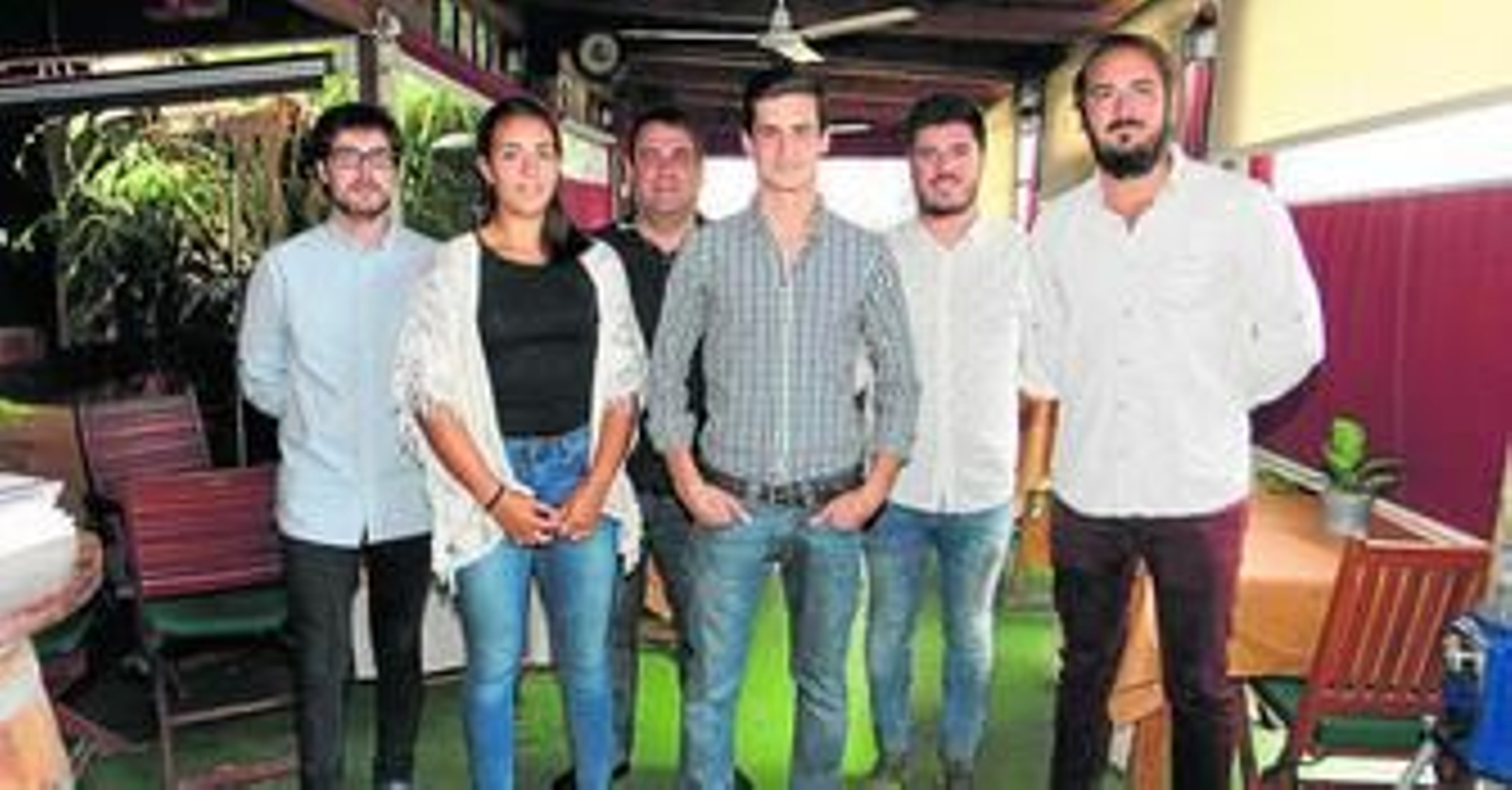 Alberto Rodríguez, Valeria Palma, Rubén Almagro, David Galván, Rafa Máiquez y Alessio González, de izquierda a derecha.