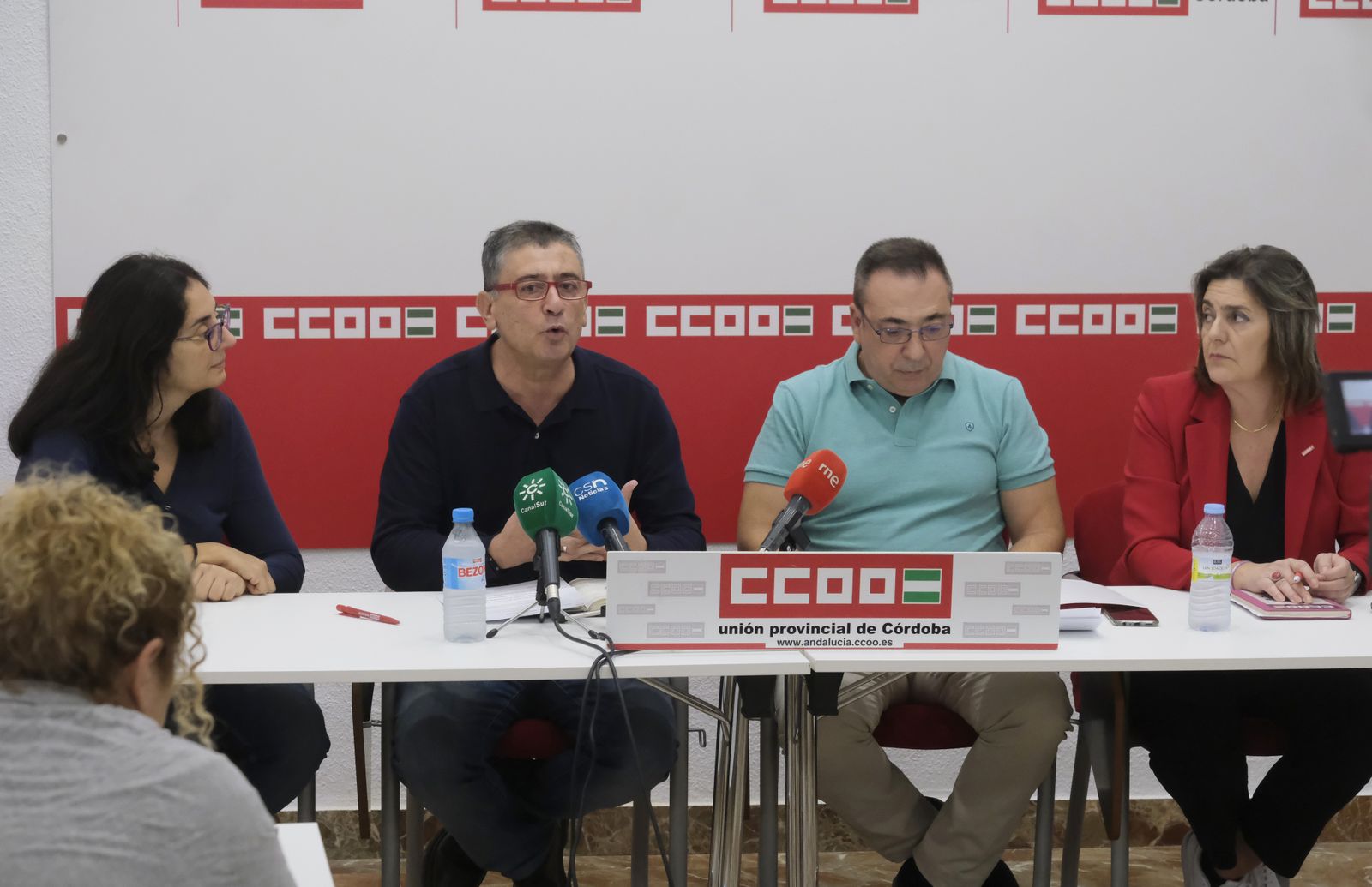 Rueda de prensa en la sede de CCOO en Córdoba.