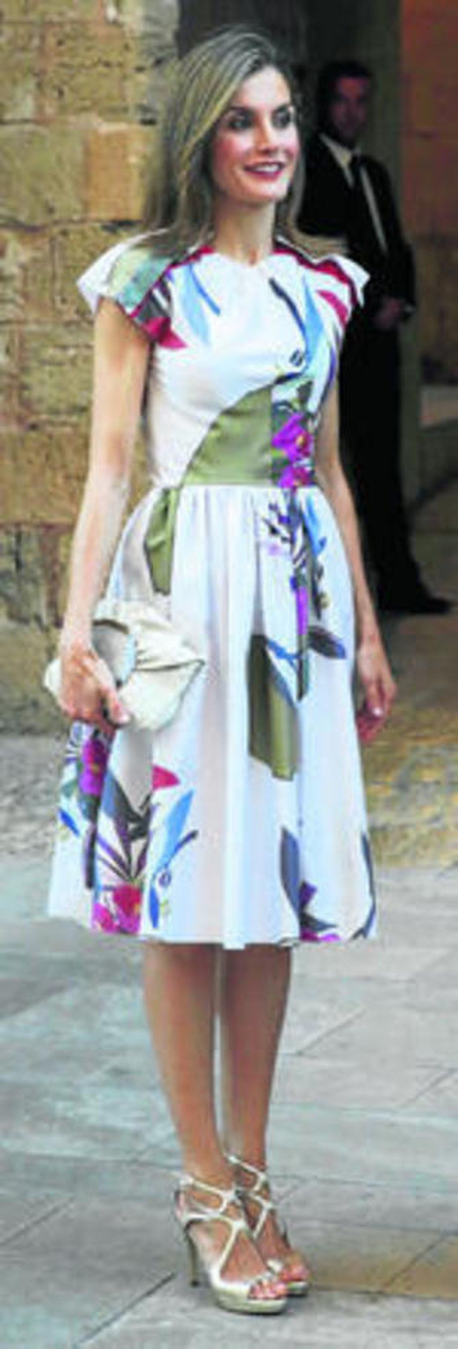 La Reina, el pasado domingo, a las puertas de La Almudaina.