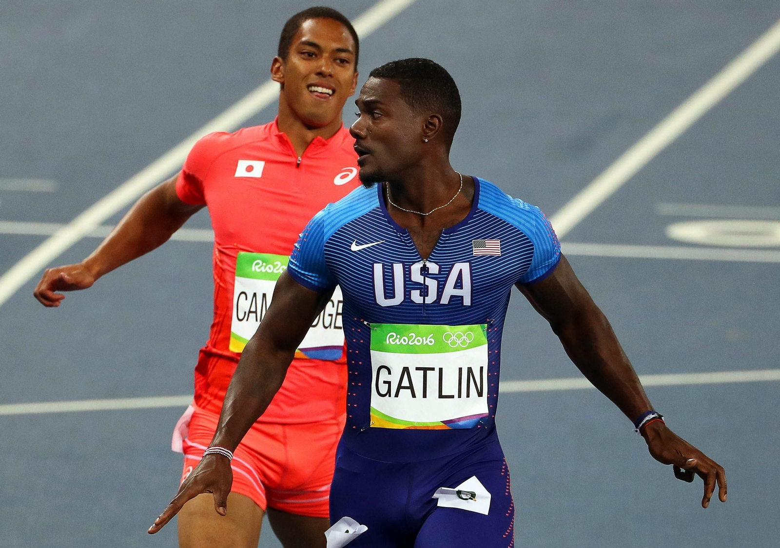 Justin Gatlin, durante la semifinal de 100 m. masculino celebrada en los Juegos Olímpicos de Río.