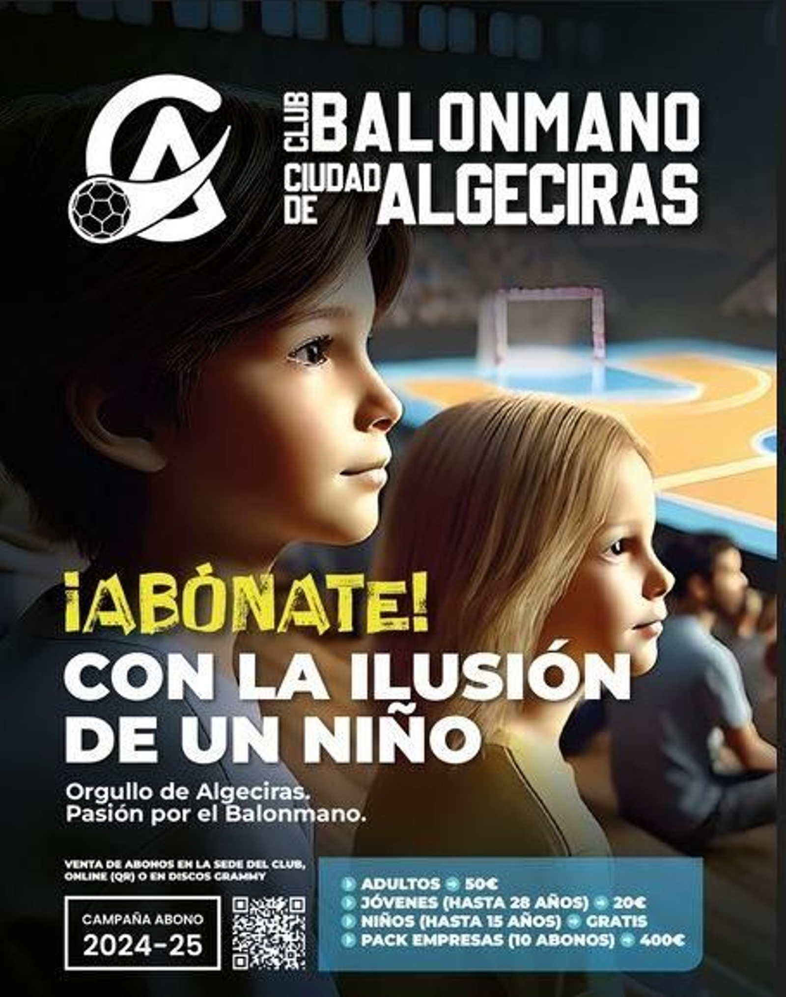 Cartel anunciador de la campaña de captación de abonados del BM Ciudad de Algeciras