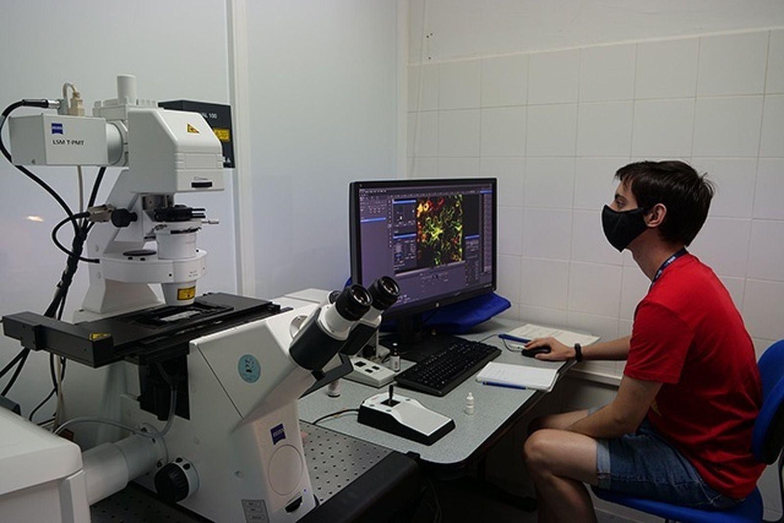 Un investigador trabaja en un laboratorio del SCAI de la UMA.