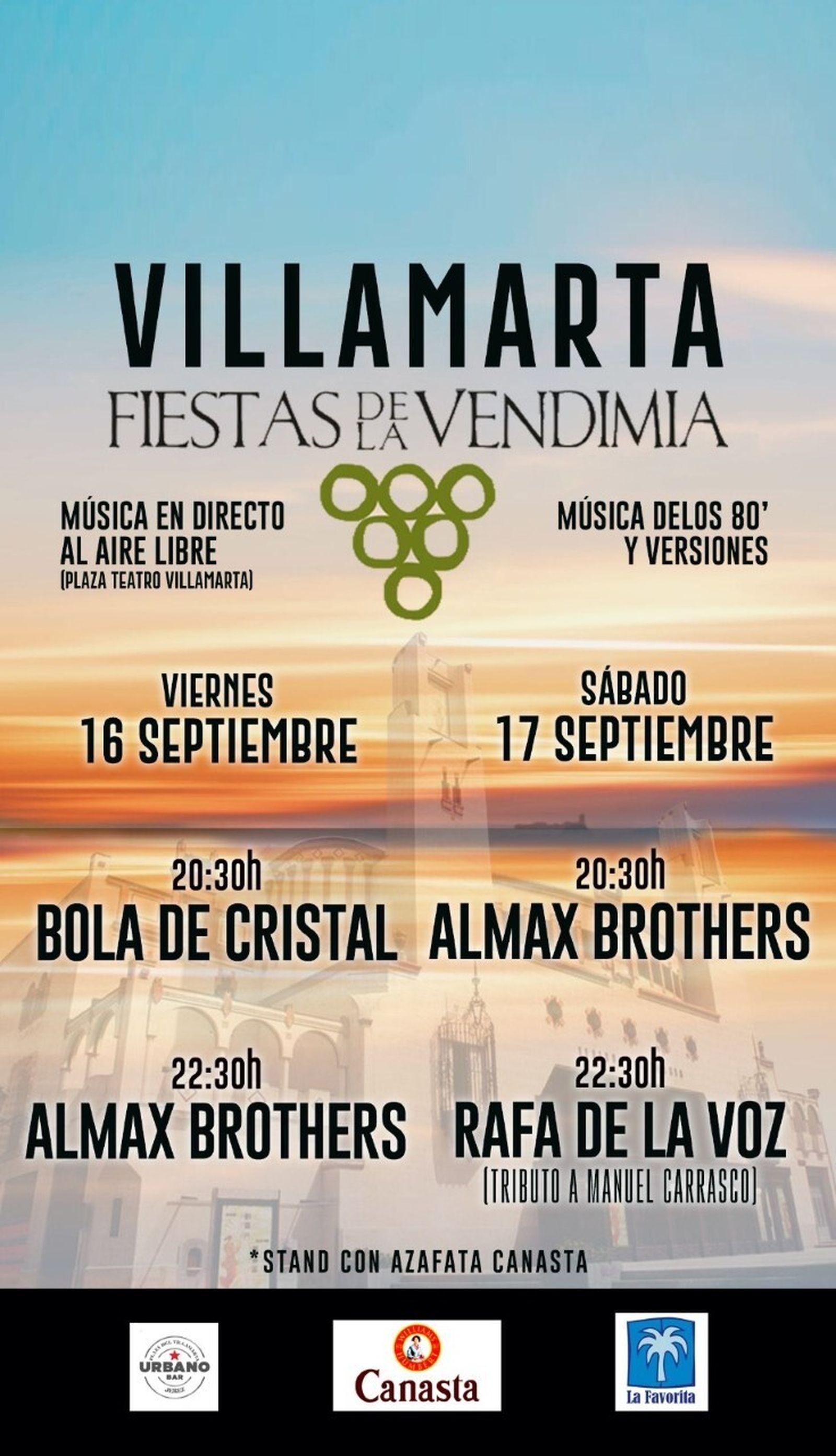 Detalle del cartel de los conciertos en la plaza del Villamarta.