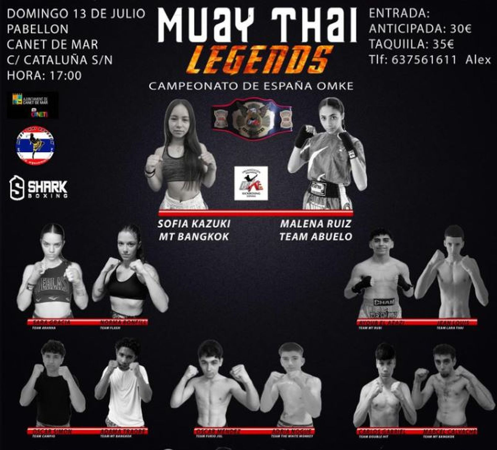 Cartel del combate de Malena Ruiz en Canet de Mar (Barcelona).