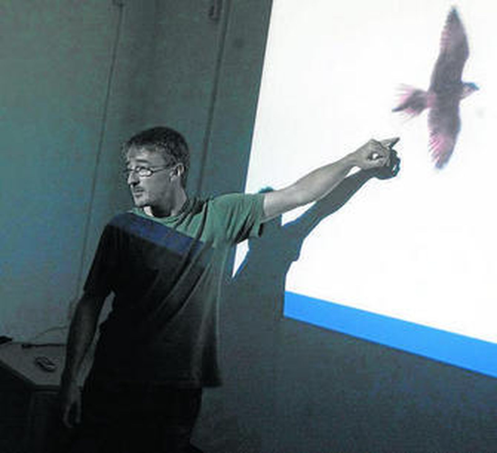 La proyección de las diapositivas.