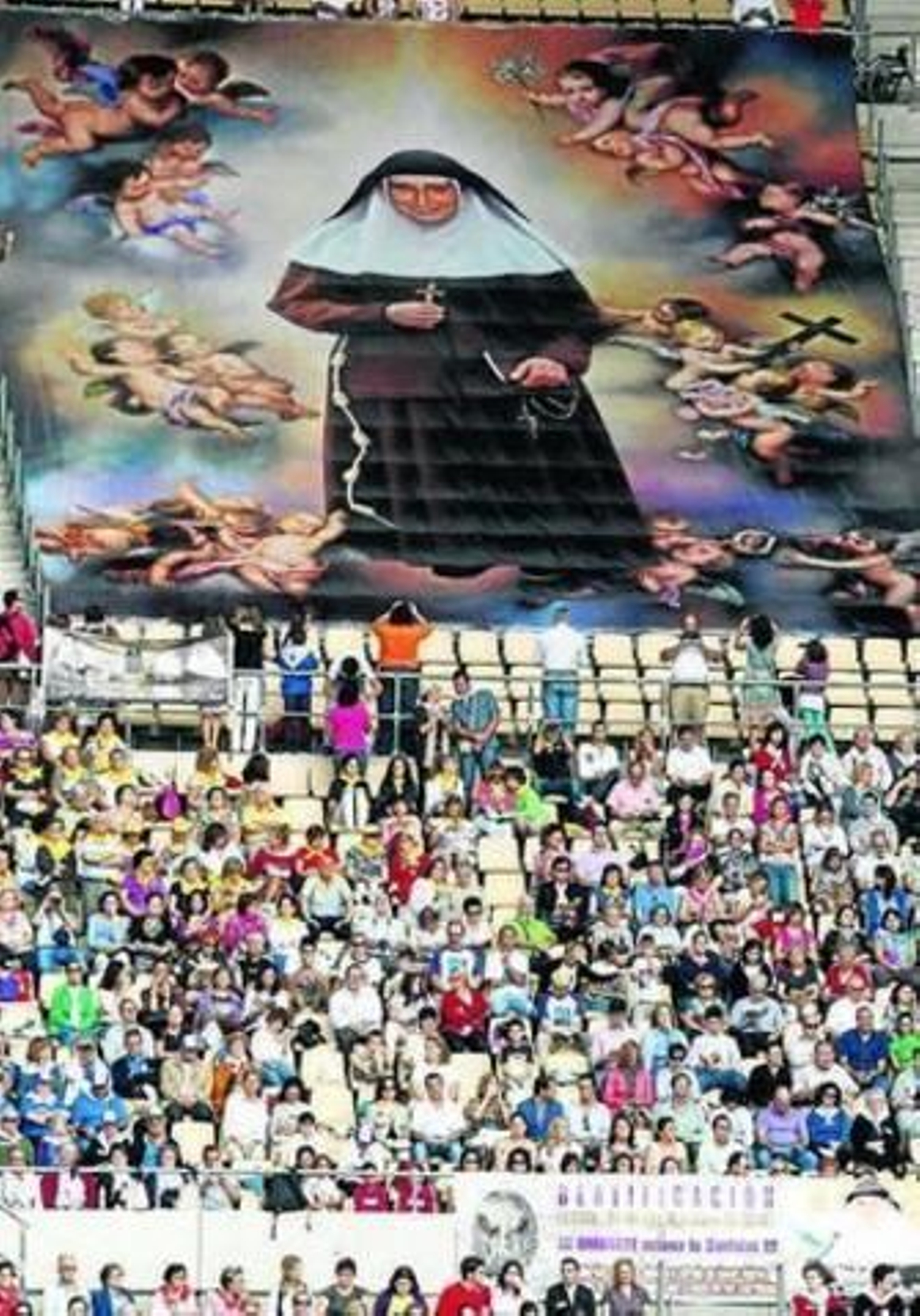 Dibujo mural de Madre María de la Purísima el día de su beatificación.