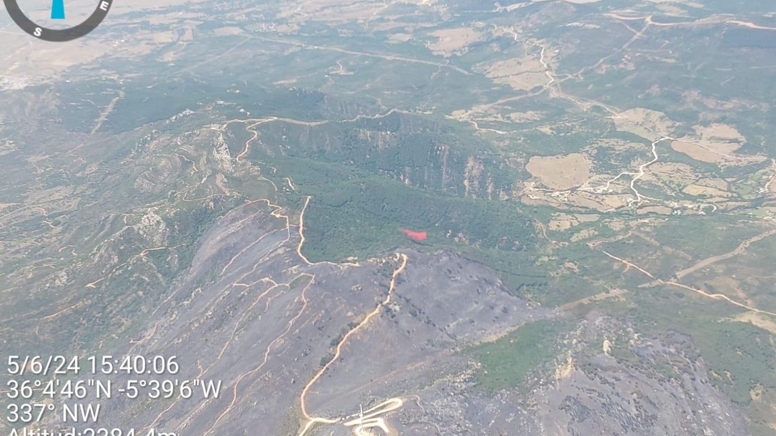 Vista aérea de los terrenos calcinados.