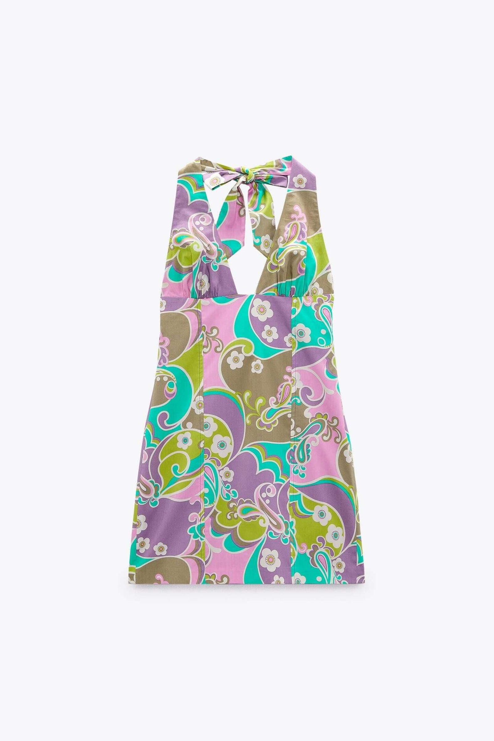 Vestido mini estampado de las rebajas de Zara