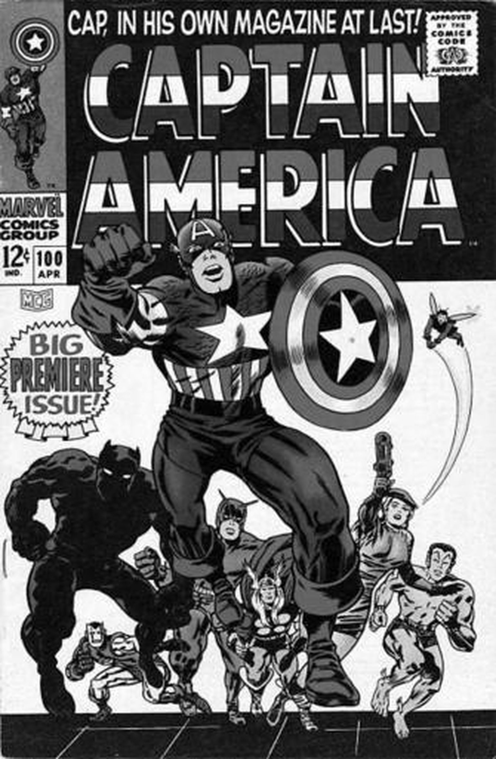 Fantásticos A la derecha, el Capitán América. Sobre estas líneas, diversas portadas de historietas de la Marvel -los 4 Fantásticos, la Patrulla X, Thor y el Increíble Hulk- realizadas en las décadas de los 60 y 70 por uno de los mejores dibujantes de la editorial, el prolífico Jack Kirby.