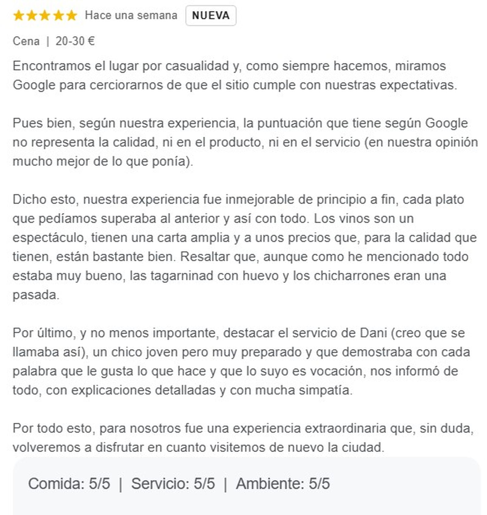 Reseña del restaurante, Casa María, en Jerez.