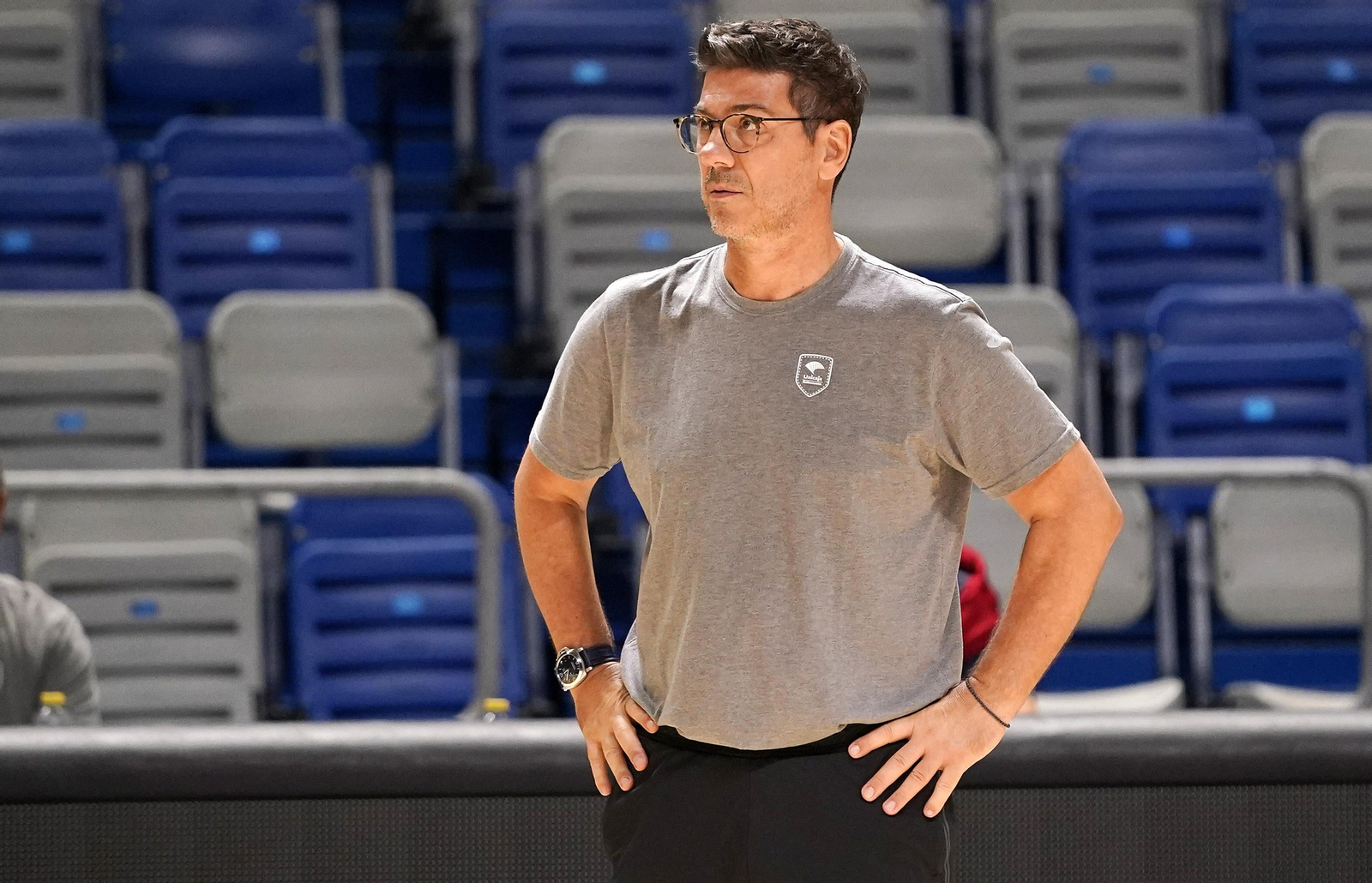 Fotis Katsikaris, en un entrenamiento esta semana en el Carpena. Fotis Katsikaris, en un entrenamiento esta semana en el Carpena.