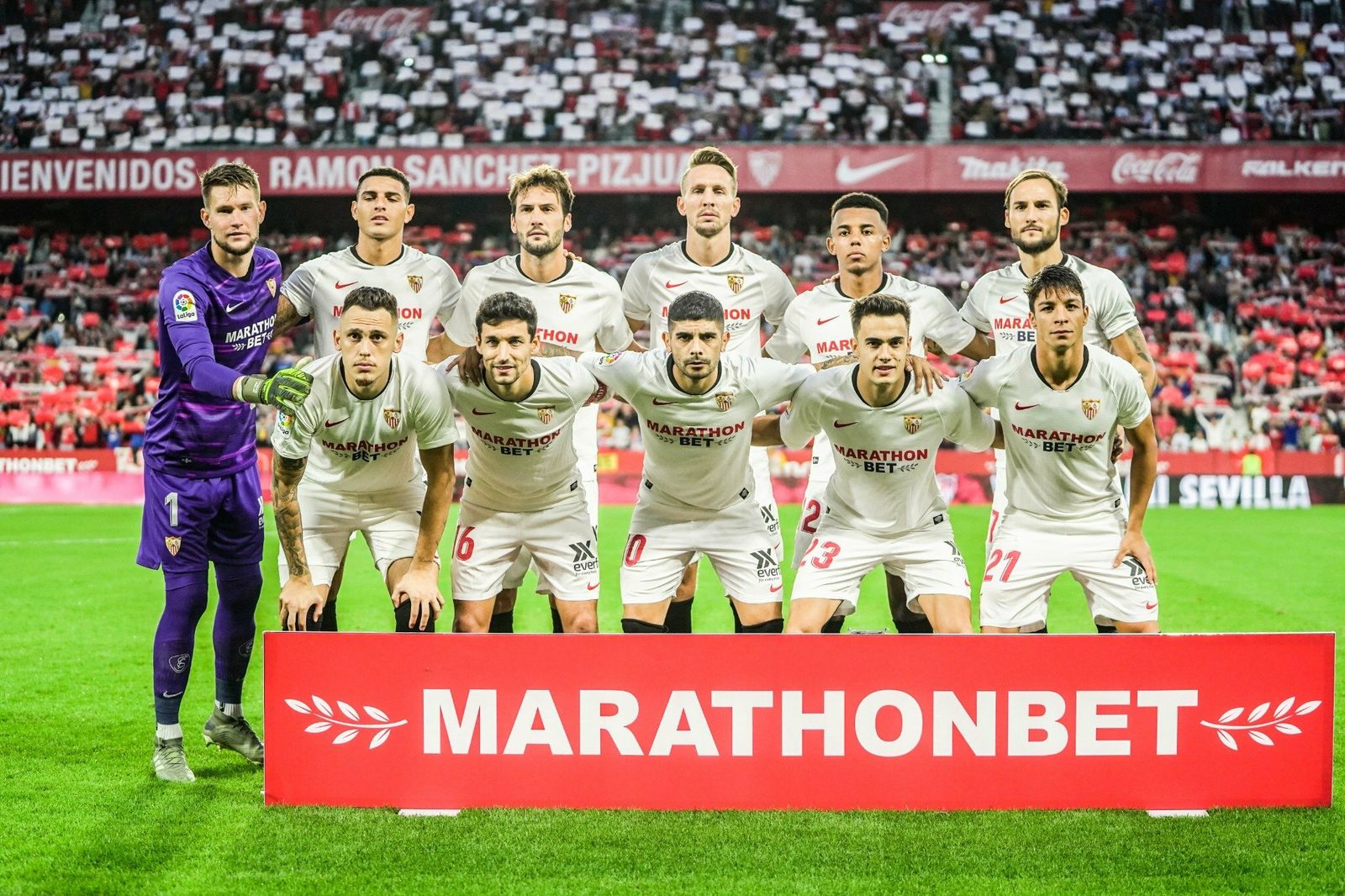 Alineación inicial del Sevilla en un partido de la presente campaña.
