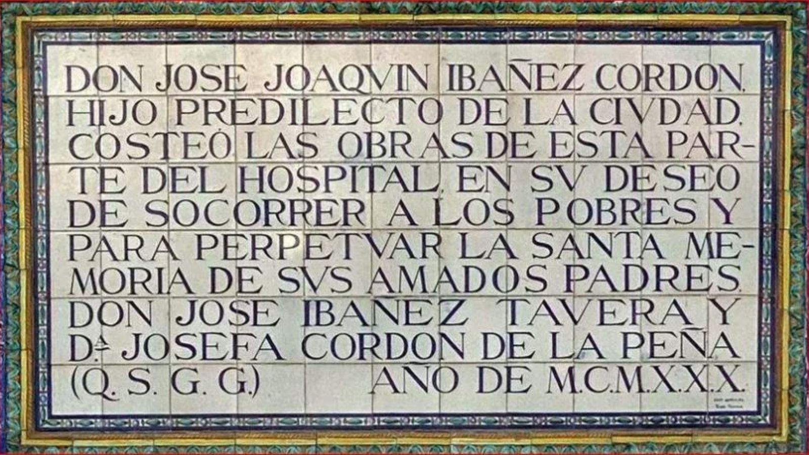 Placa dedicada a Joaquín Ibáñez Cordón. Placa dedicada a Joaquín Ibáñez Cordón.