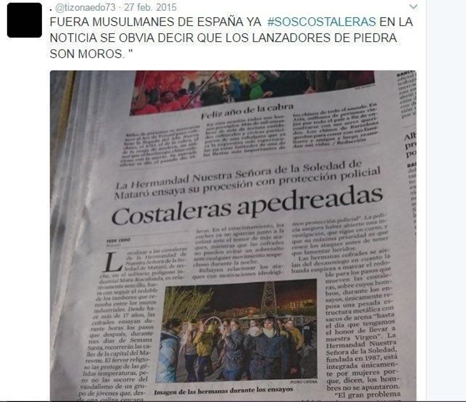 Uno de los mensajes difundidos.