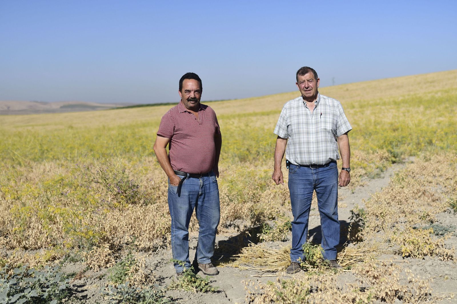 Francisco González (izquierda) posa con Luis Soldado en la parcela de éste.