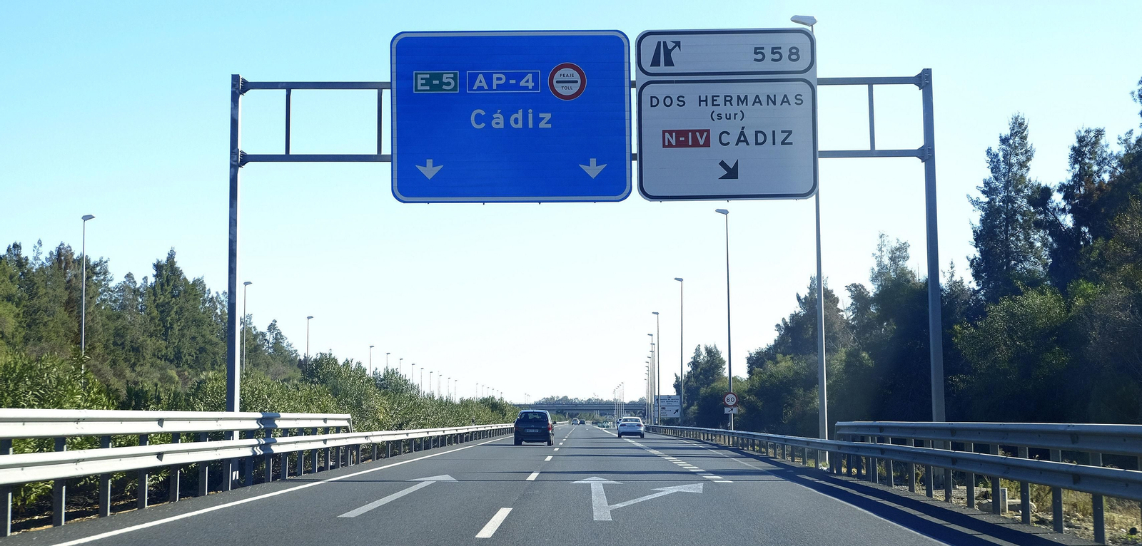Inicio del tramo de peaje de la AP-4 en Dos Hermanas.