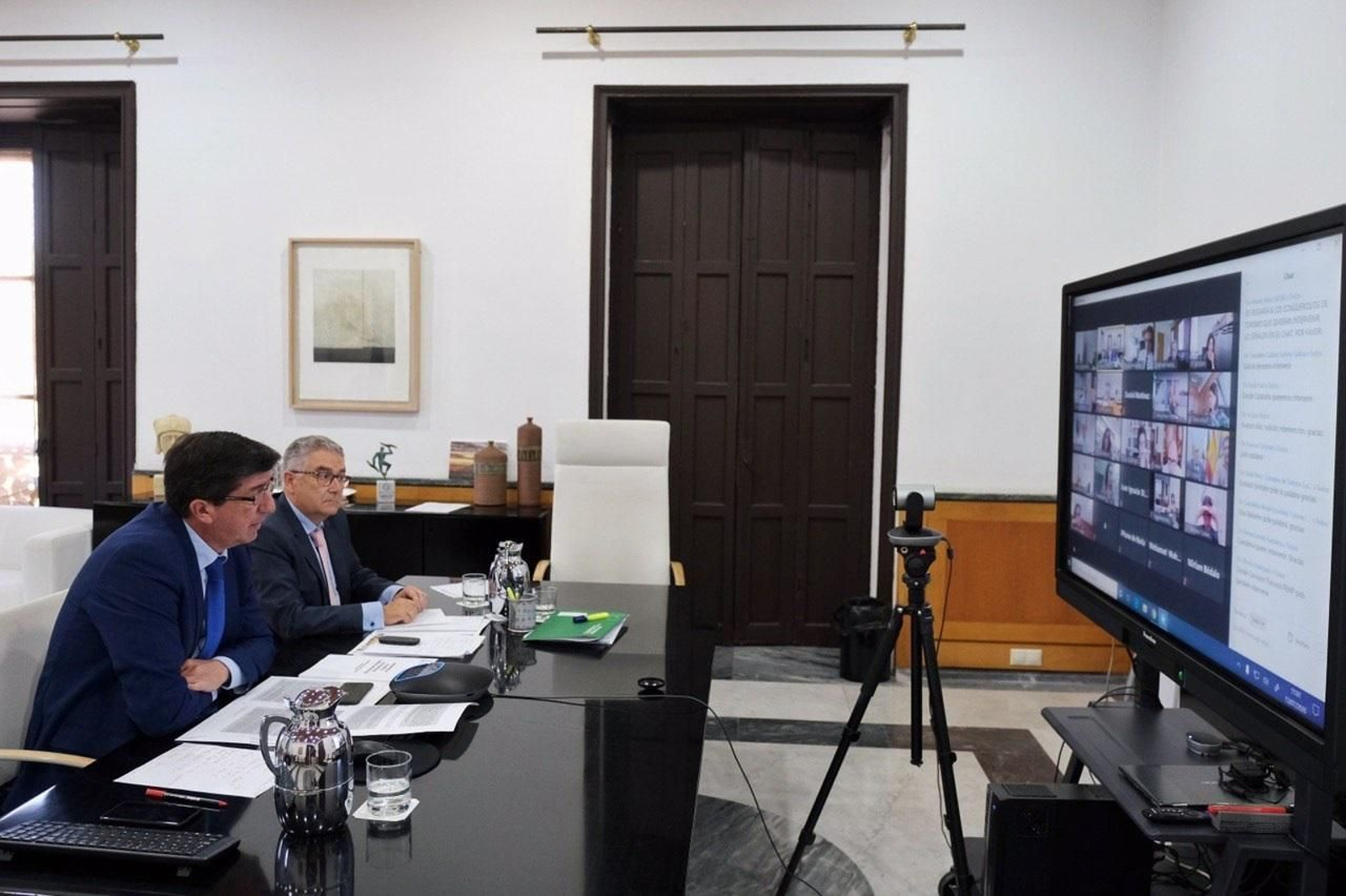 El vicepresidente de la Junta de Andalucía, Juan Marín, durante una reunión.