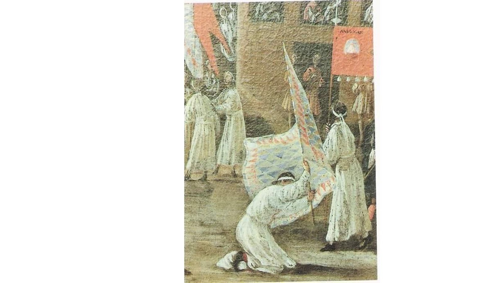 Lienzo de Bernardo Asturiano (siglo XVII) donde ya aparecen las primeras banderas