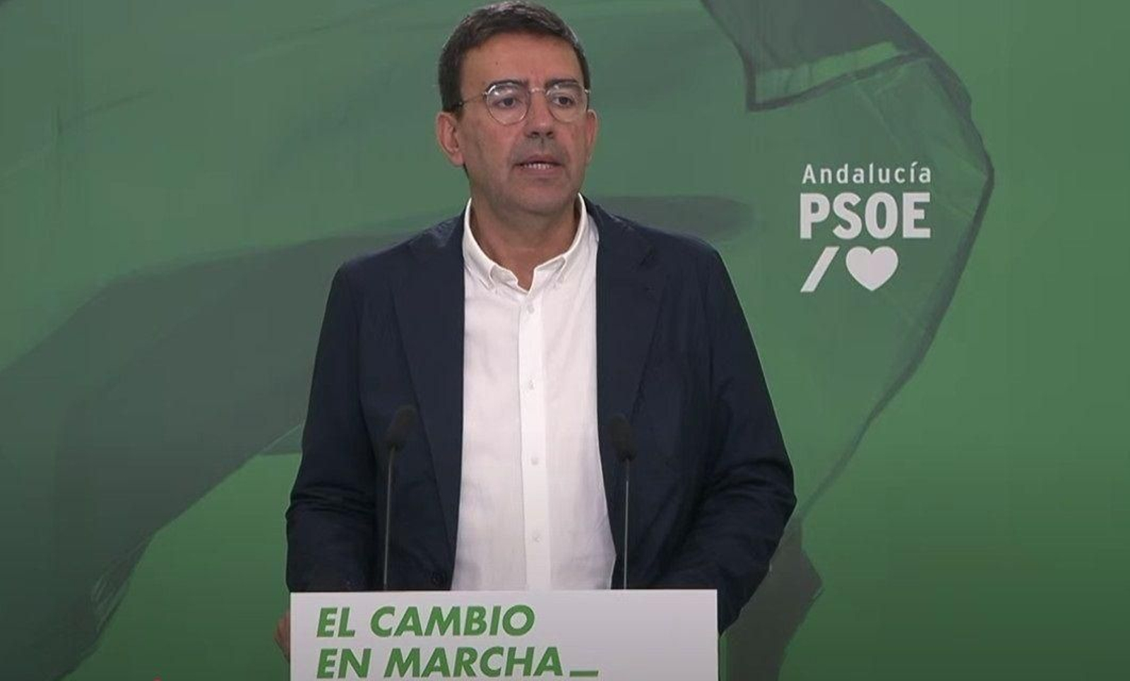 El portavoz del PSOE andaluz Mario Jímenez, durante una rueda de prensa.