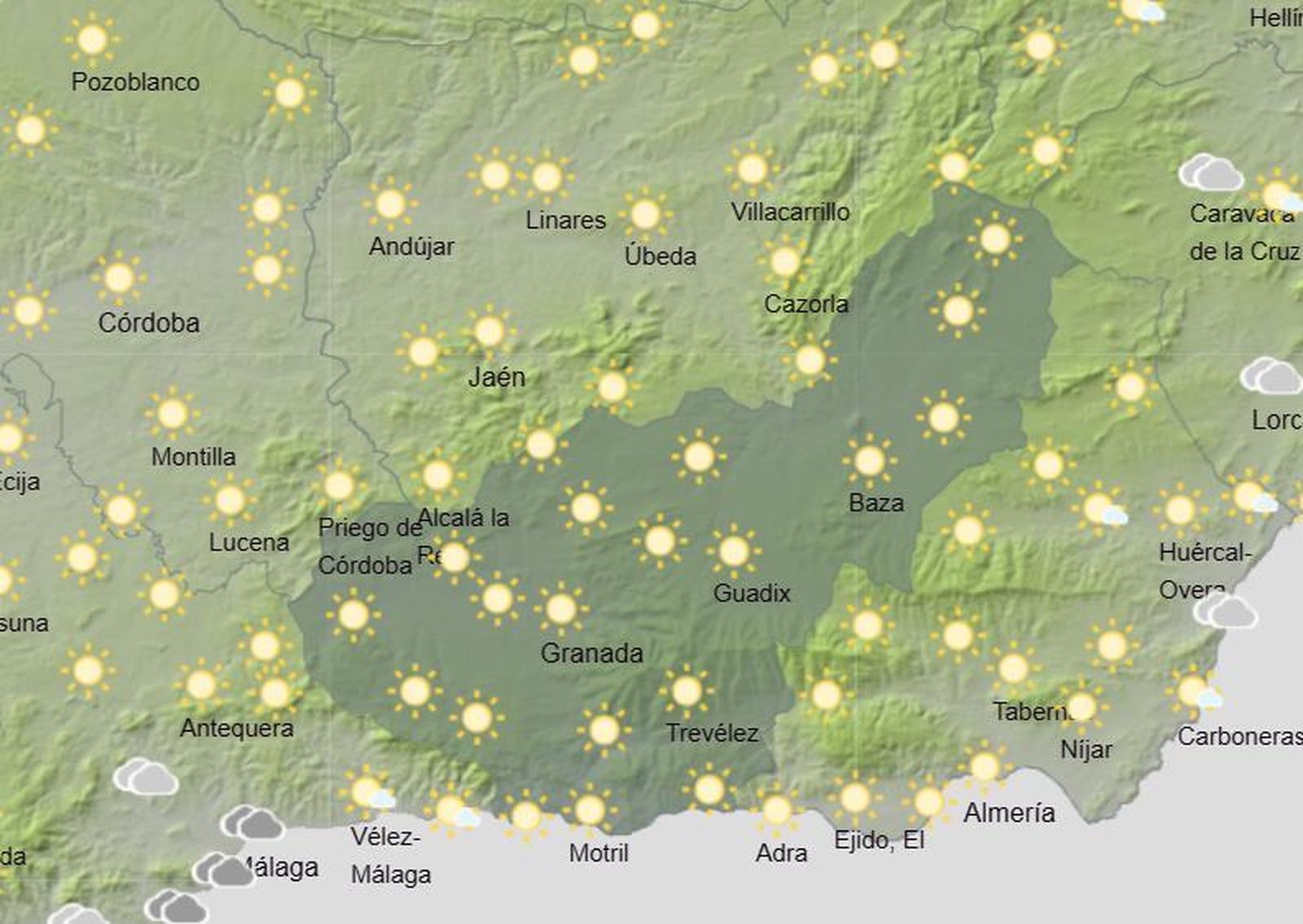 El tiempo en Granada sigue al alza y continúa por encima de los 30 grados