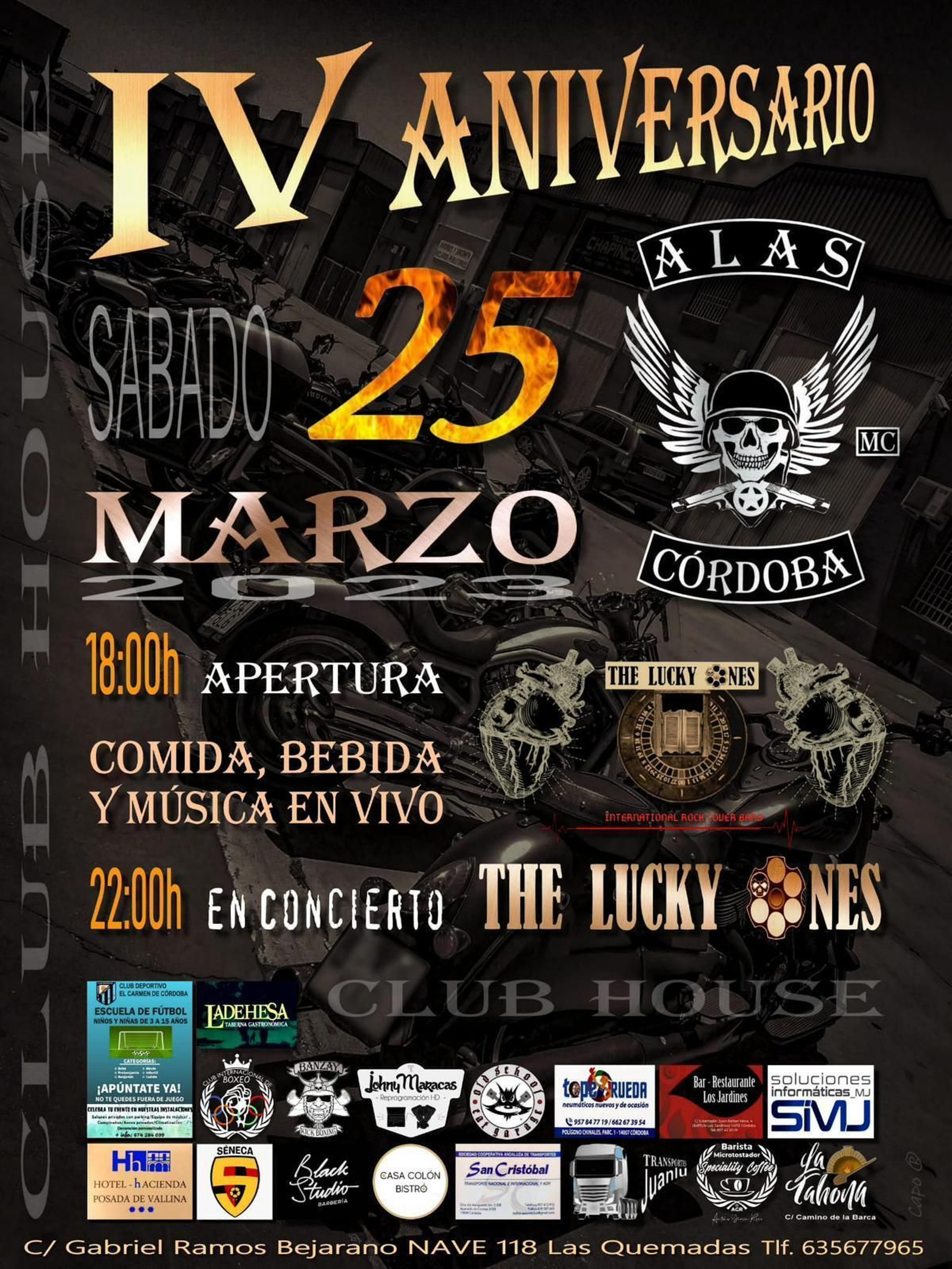 Cartel del IV aniversario de Alas MC Córdoba.