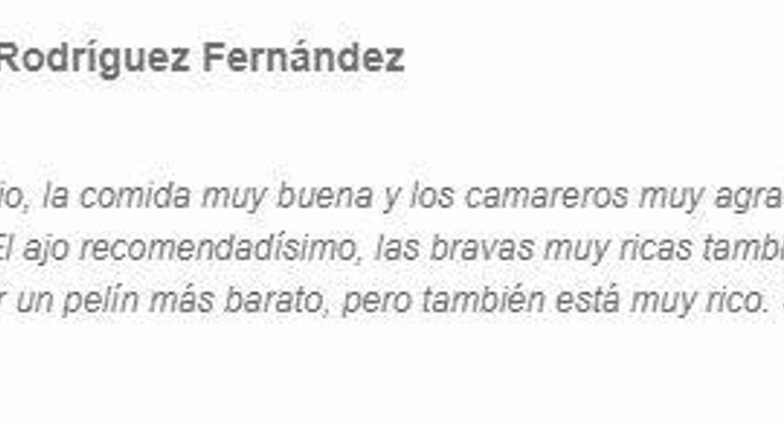 Comentario sobre La Terraza del Mosto.