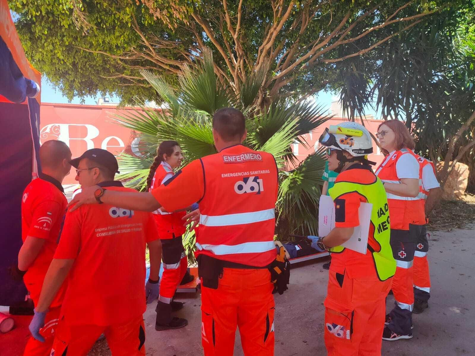 Imágenes del simulacro de emergencias sanitarias en el recinto ferial de Almería