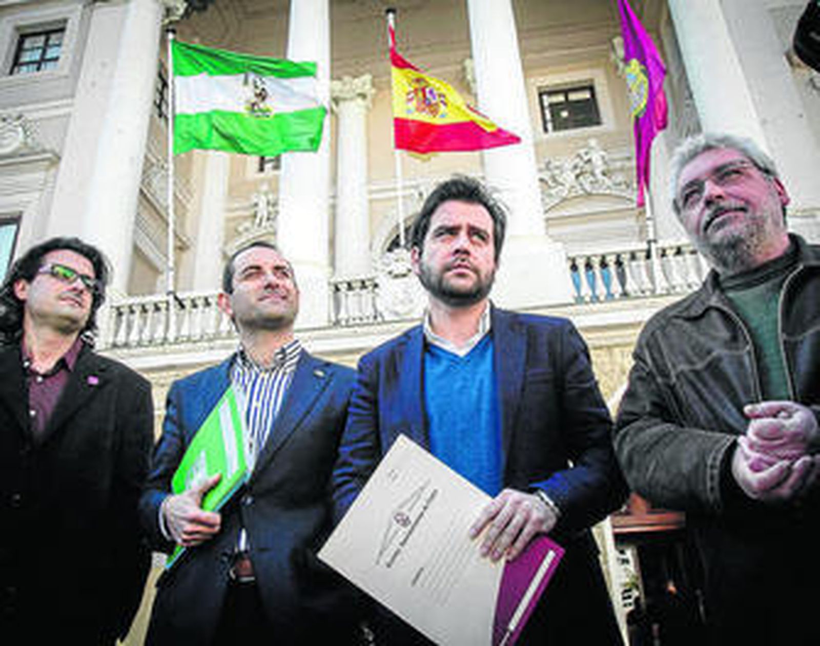 Felipe Marín (UPyD), José David Sánchez (PA), Fran González (PSOE) y Sebastián Terrada (IU).
