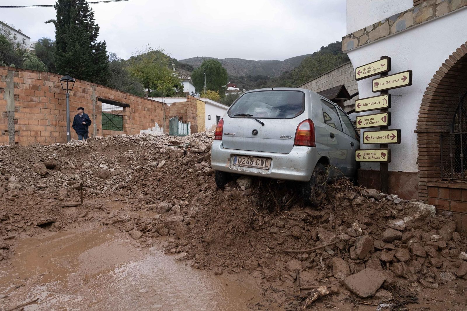 Riada de lodo y piedras en Jimera de Líbar, en fotos