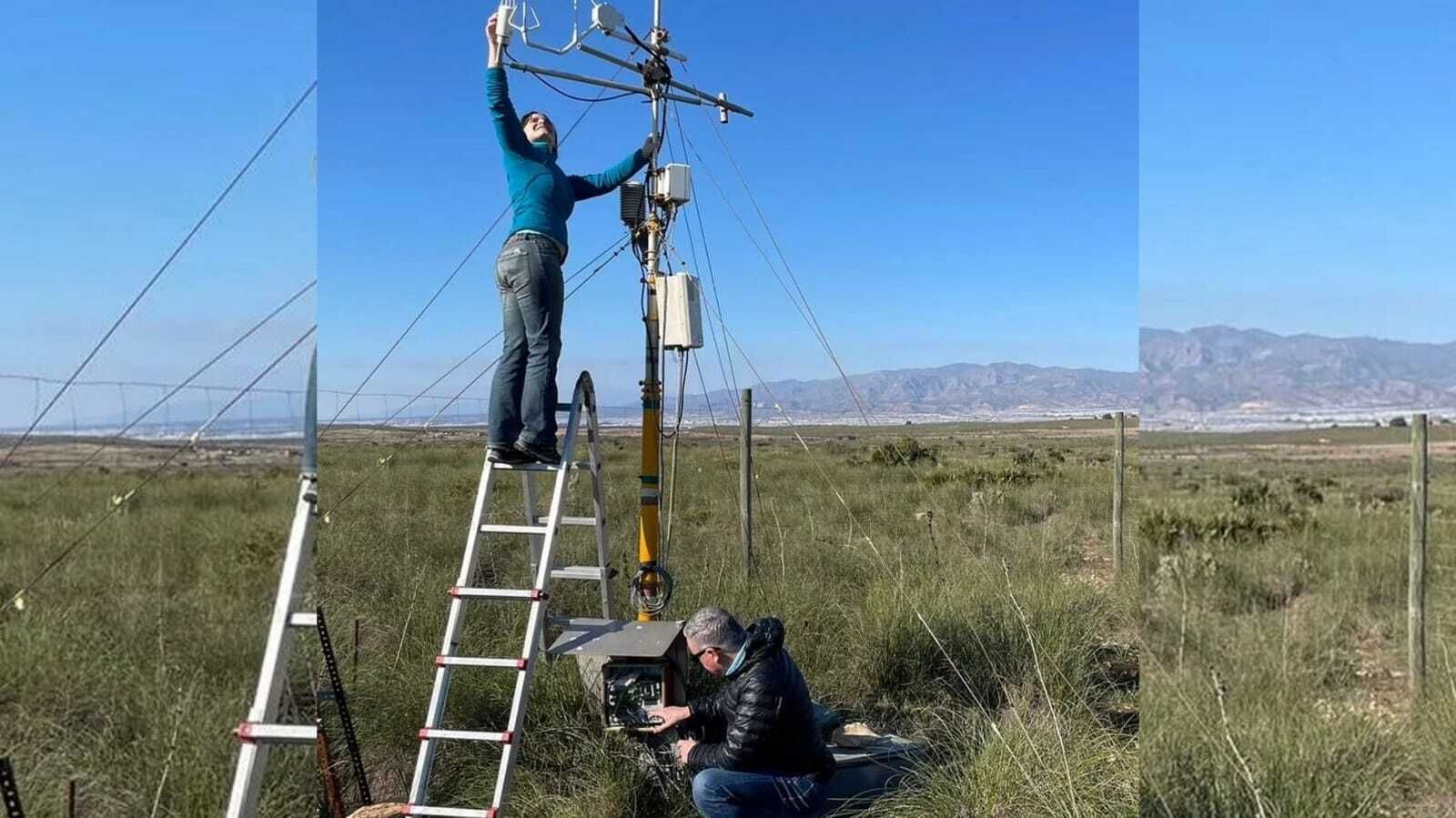 Torre de medición de vapor de agua y CO2 integrada en la red internacional FLUXNET en el Llano de los Juanes, de la Sierra de Gádor.