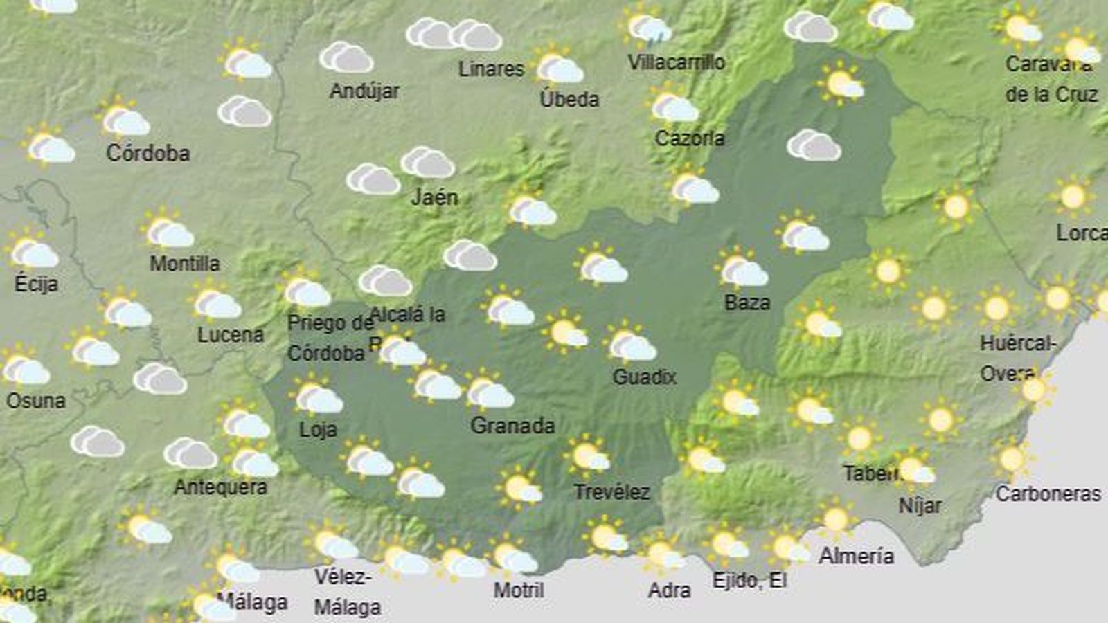 El Tiempo en Granada el 26 de diciembre de 2025