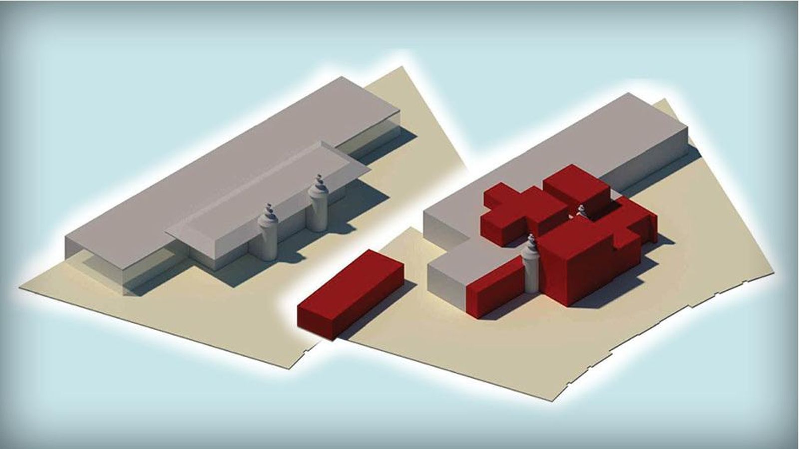 En rojo las zonas actuales que serán demolidas