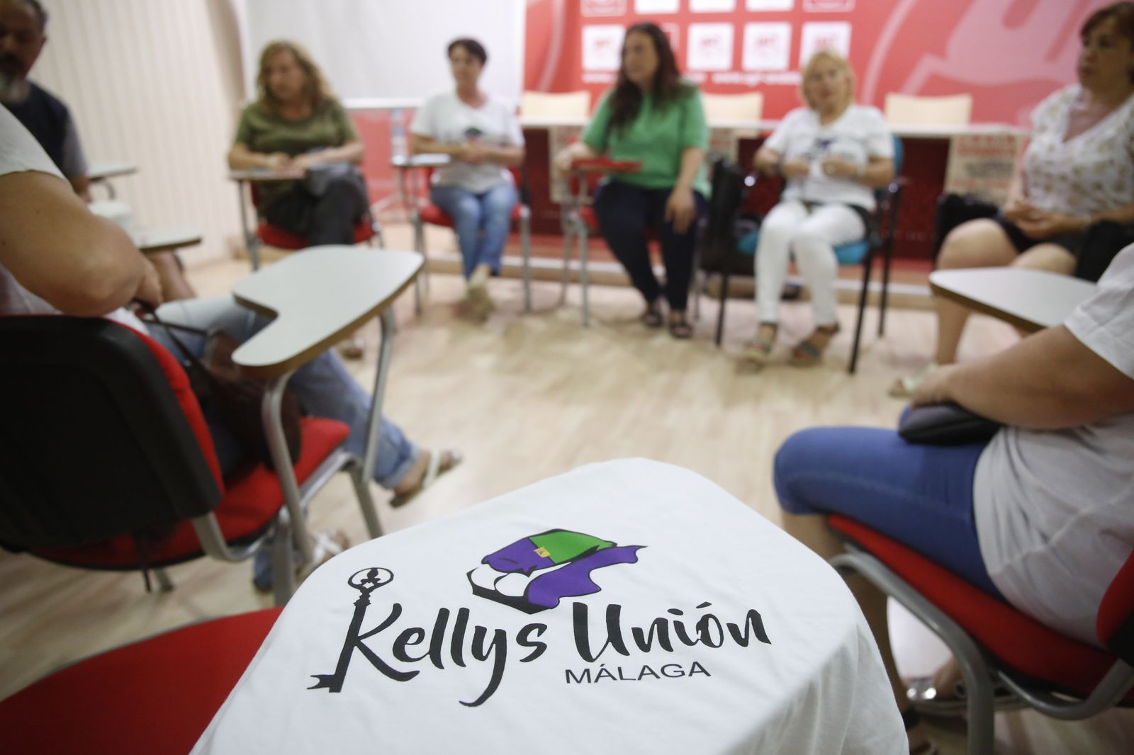 Aspecto de la reunión de las 'kellys' el pasado jueves en la sede de UGT.