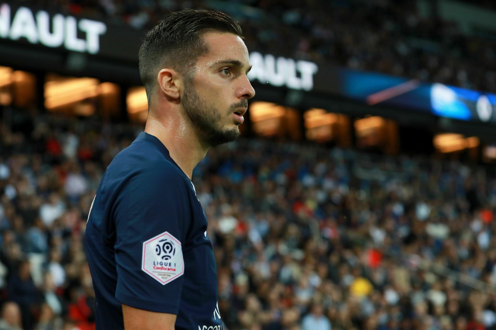 Sarabia, durante el partido del pasado domingo entre el PSG y el Nimes.